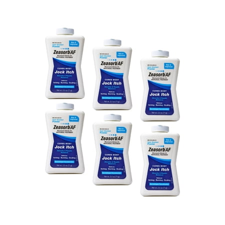 6 Pack Zeasorb-Af Antifungal Jock Itch Super Absorbant Powder 2.5 oz (71 G) Each