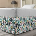 thumbnail image 1 of Floral Bed Skirt, Continuous Pattern Cartoonish Botanical Flora on Plain Backdrop Spring Print, Elastic Bedskirt Dust Ruffle Wrap Around for Bedding Decor, 4 Sizes, Multicolor, by Ambesonne, 1 of 2