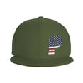 thumbnail image 2 of ZICANCN Alphabet P America Usa Flag Baseball Caps, Trucker Hats for Men And Women, Adjustable Breathable Flat Caps, Moss Green, 2 of 8