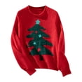 thumbnail image 5 of Women Christmas Outfit Women's Festive Christmas Tree Knit Pullover Sweater Soft Cozy Round Neck Winter Holiday Top Casual Comfortable Yarn Red M, 5 of 5