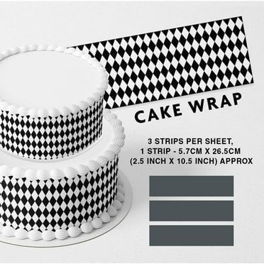 Checkered Diamond Strips Edible Icing Printed Cake Wrap Strips Topper Ribbon Border