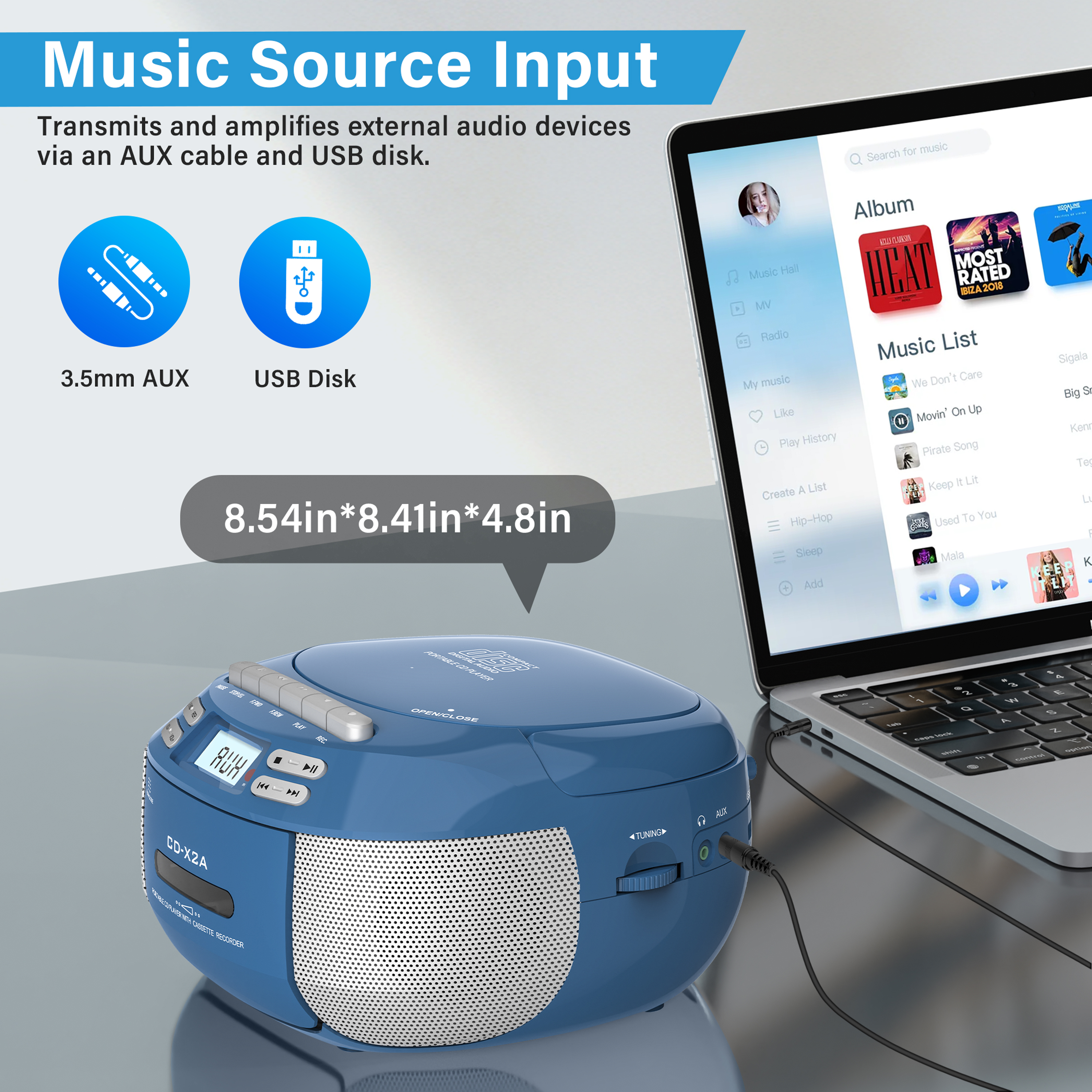 Greadio Boombox CD Cassette Player Combo with Bluetooth photo 7