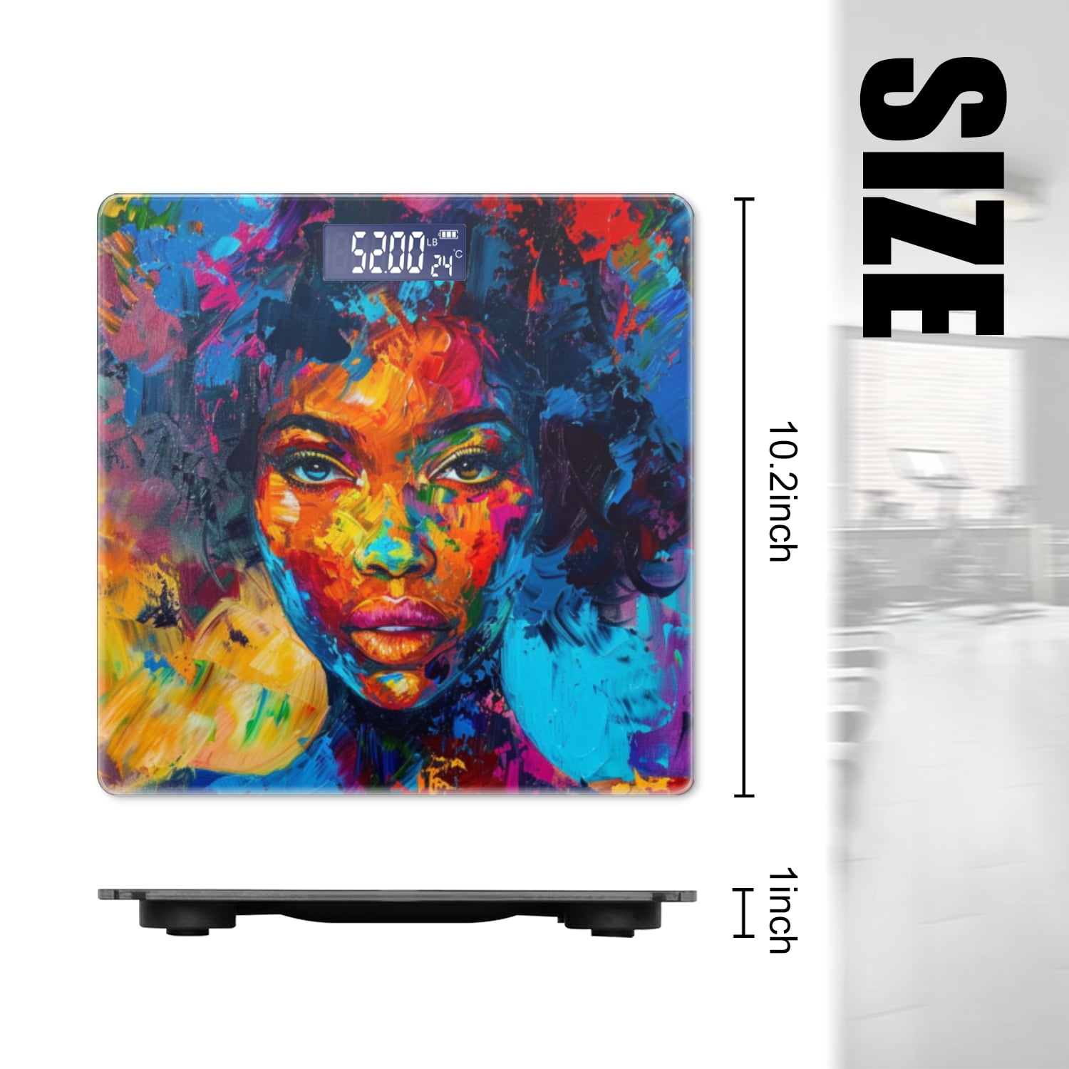 Bathroom Scale, Highly Accurate Digital Body Scale,Precisely Measures Weight up to 400 lbs-African American Woman With Curly Hair