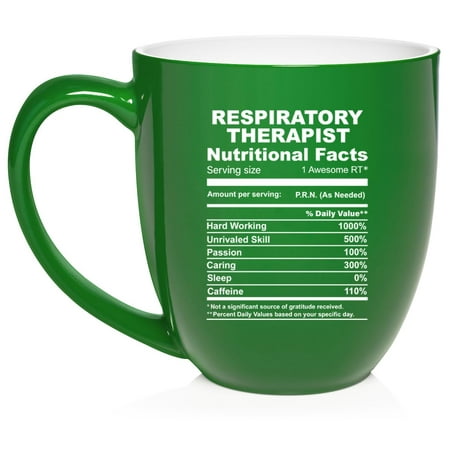 

Respiratory Therapist Nutrition Facts Funny Gift Ceramic Coffee Mug Tea Cup Gift for Her Him Friend Coworker Wife Husband (16oz Green)