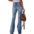 thumbnail image 7 of Women High Waist Flared Leg Casual Jeans Long Denim Pants, 7 of 7