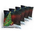 thumbnail image 5 of Ambesonne Christmas Throw Pillow Cover 4 Pack, Xmas Tree Cartoon, 18", Multicolor, 5 of 7