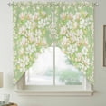 thumbnail image 2 of Spring Floral Swag Valances for Windows, Kitchen Window Curtains Over Sink, Watercolor Orchid Flowers Leaves Botanical Green Window Treatment Curtains for Living Room/Bedroom 2 Panel Sets 36"x45", 2 of 8