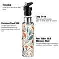thumbnail image 3 of Yayeee 20oz Insulated Water Bottle Double Wall Stainless Steel with Flip Straw Lid, Beige Whimsical Leaves, 3 of 7