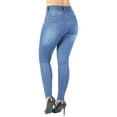 thumbnail image 3 of Fashion2Love Women's Juniors Colombian Design Butt Lift Push Up Mid Waist Skinny Jeans, 3 of 10