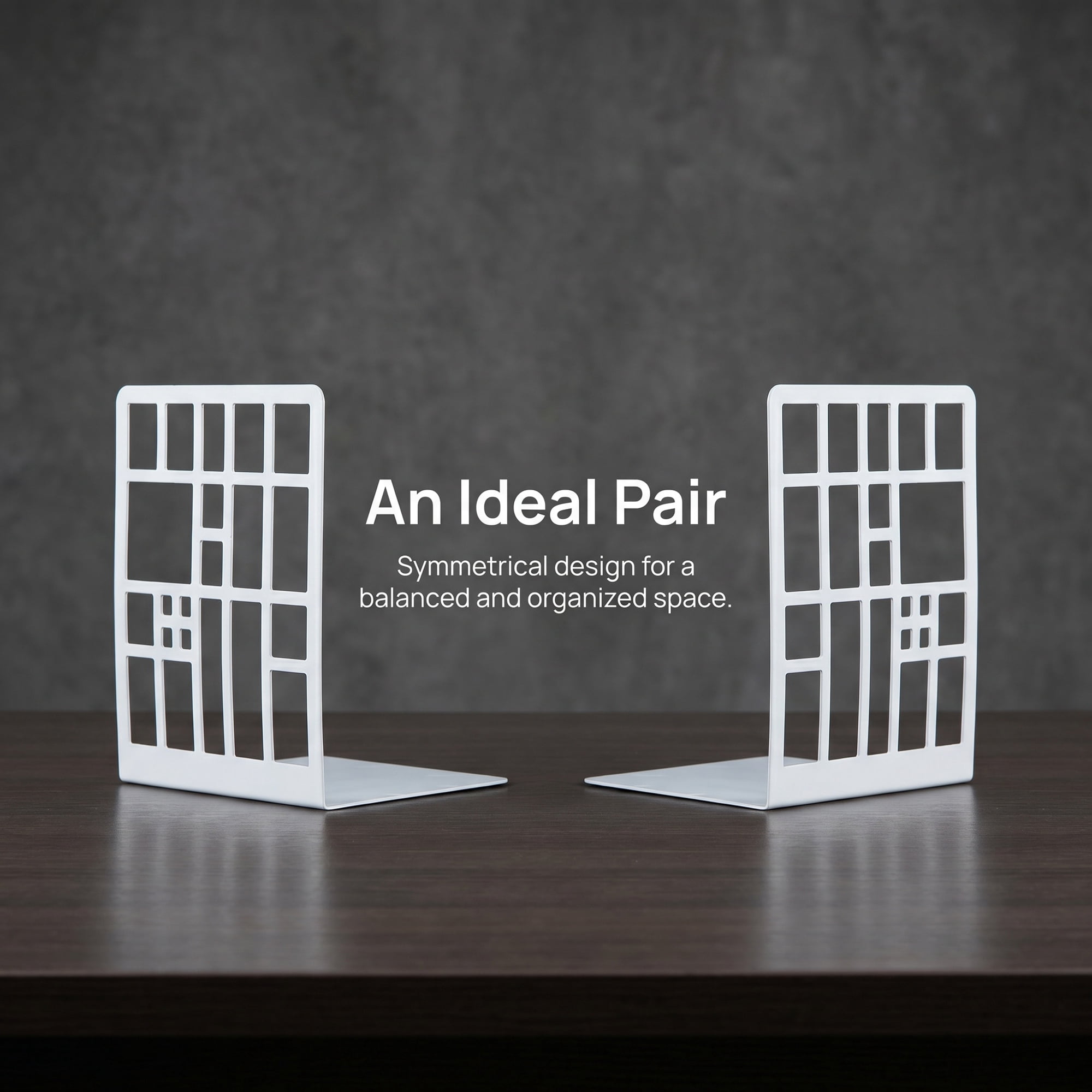 Unique Bargains Geometric Metal Bookends Decorative Book Ends for Shelves White  Style C 4.7"x3.7"x6.7"