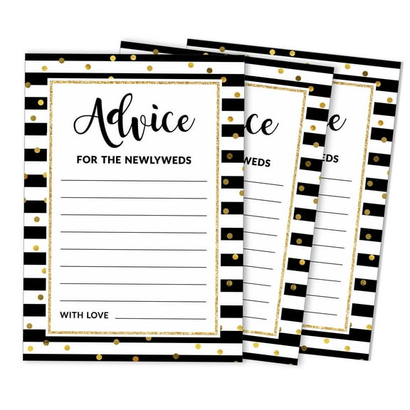 Inkdotpot Pack Of 50 Confetti Advice Cards, Advice For The Bride and Groom, Newlyweds Wedding Guest Game Activity 5x7 inches