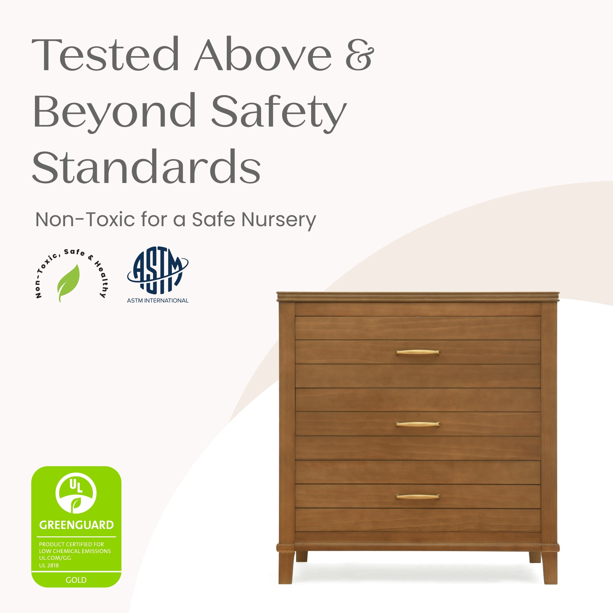 Delta Children Phoebe 3 Drawer Dresser with Interlocking Drawers, Chestnut