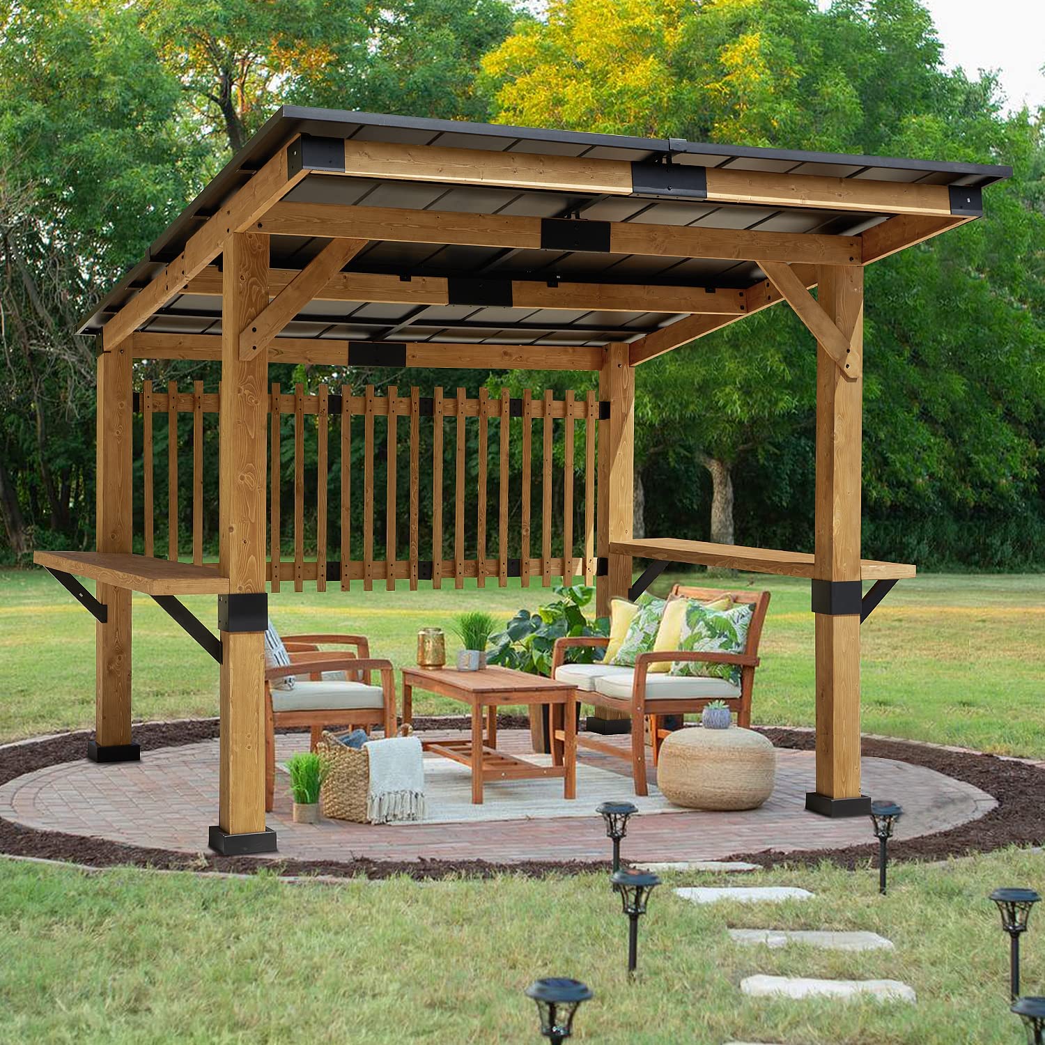 Buy 10 x 11 Hardtop Solid Wood Gazebo, Rustic Outdoor Cedar