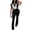Black, variant on AURA Women Athletic Jumpsuit Short Sleeve S-XXL Flare Leg Summer Activewear