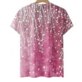 thumbnail image 5 of Womens Floral Printed Shirts Summer Crew Neck Short Sleeve Tops Casual Loose Basic Tee Soft Comfy Clothes (2XL, Pink), 5 of 5