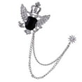 thumbnail image 3 of hengtong 6xMen's Crown with Wing Black Stone & Sunshine Hanging Chain Brooch Pin, 3 of 9
