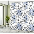 thumbnail image 4 of Ambesonne Floral Shower Curtain, Romantic Rose Flower Rococo, 69"Wx84"L, Indigo White, 4 of 4
