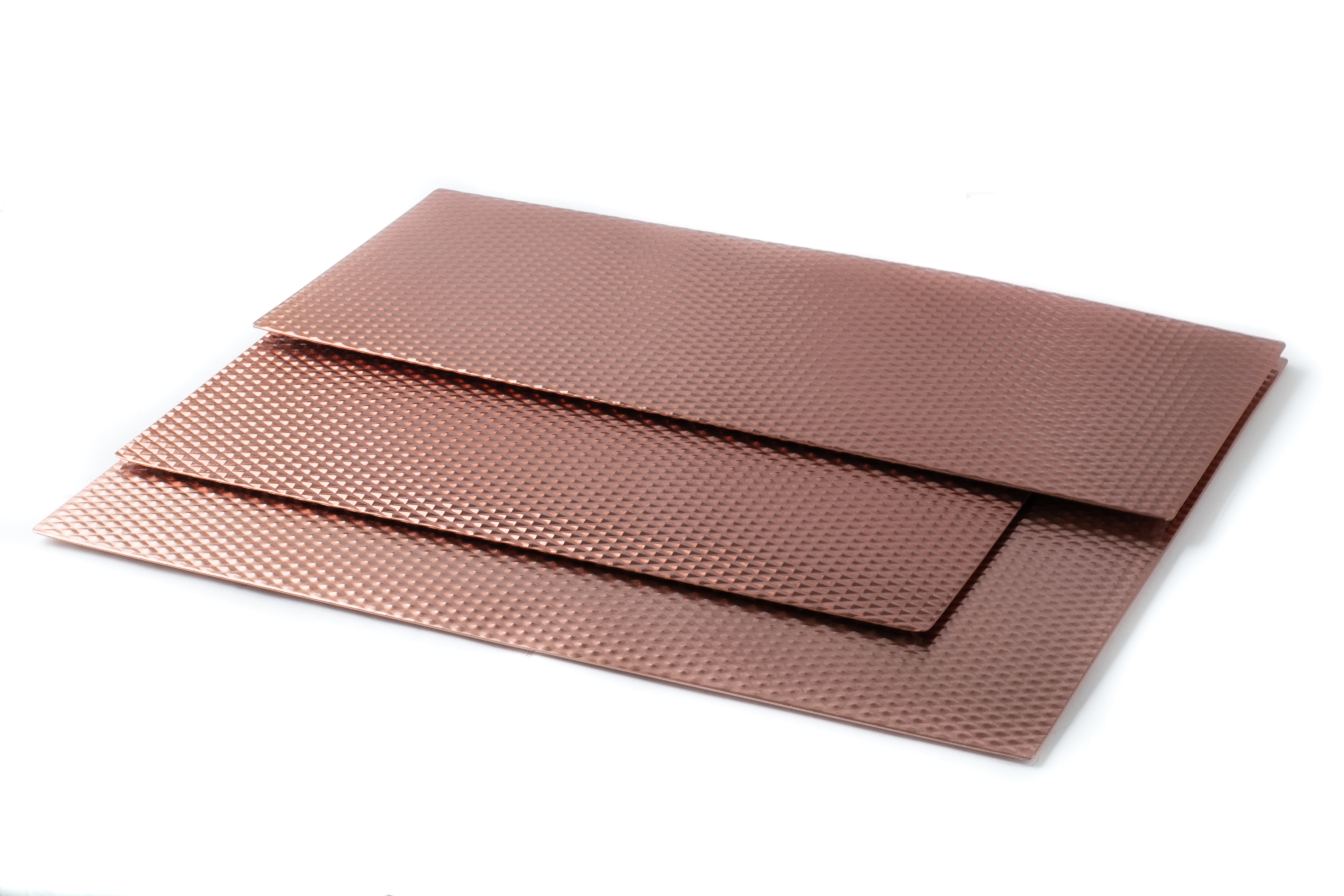 Set of 3 Heat Resistant, Metal, Counter Protector Mats Warm Copper Color