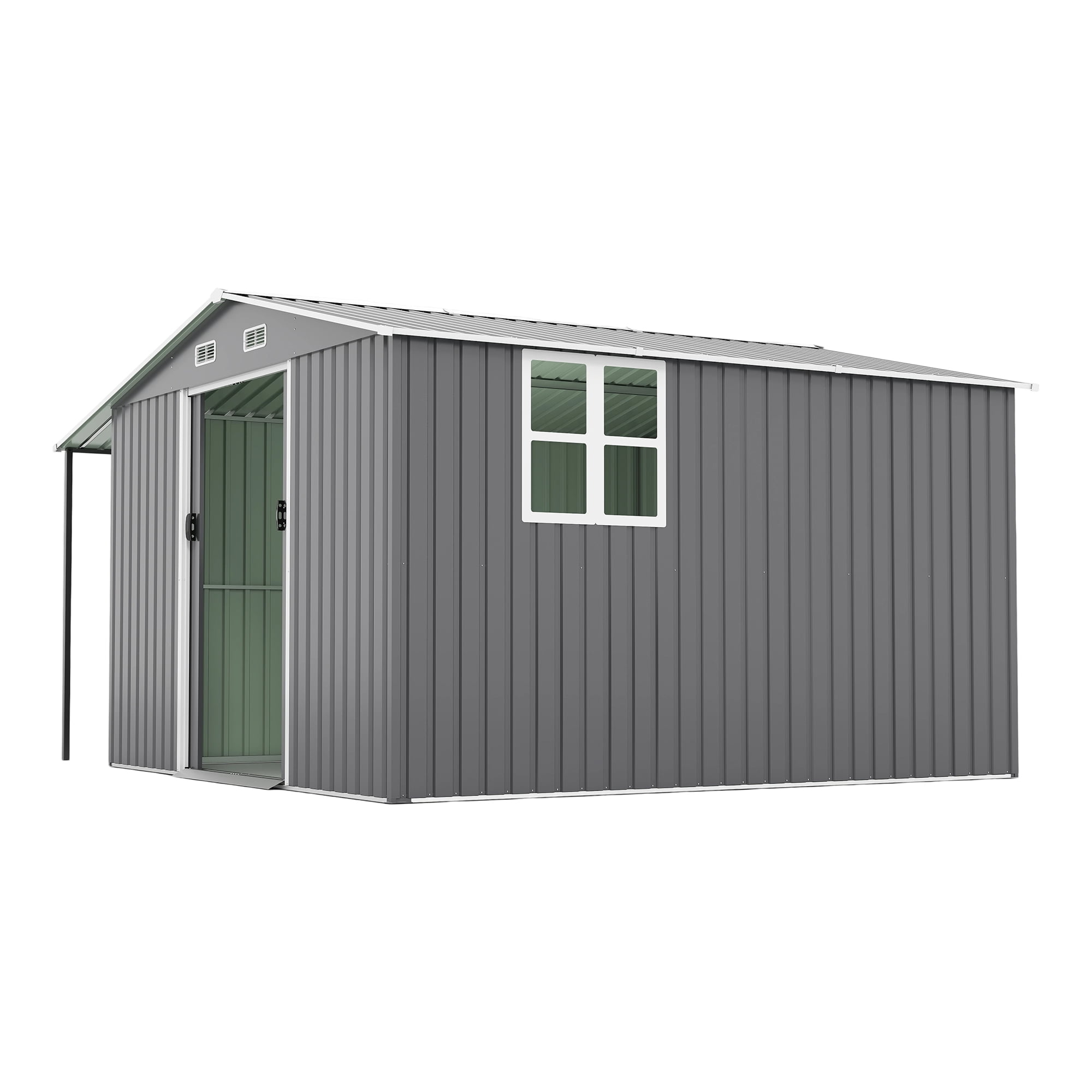 Leumius 10x12 Ft Outdoor Storage Shed, Extra Large Metal Shed with Lockable Doors, Windows, Outside Steel Tiny House Ideal for Garden Backyard Patio Utility Tool Storage Chicken Coops Dark Gray