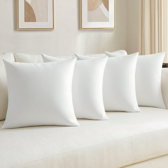 SUSIELADY Throw Pillow Covers White Velvet Set of 4, 18x18 Inch Soft Decorative Pillow Covers for Couch Sofa Bed, Modern Minimalist Home Square Cushion Cases, White
