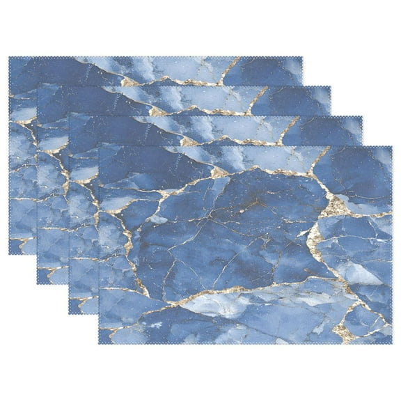 Ryvnso Placemats Set of 4 Marble Blue Dining Mats Heat-Resistant Non-Slip Washable Table Mat
