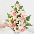 thumbnail image 3 of Silk Pink and Cream Peony and Lily Half Bush - for Memorials and Celebrations - Factory Direct Craft, 3 of 5