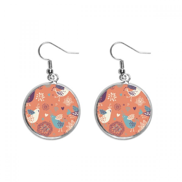 Orange Flower Plant pintura Pendientes pendientes de plata colgantes joyas señora Unbranded M