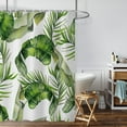thumbnail image 3 of Shower Curtain Polyester Waterproof with Stereoscopic Tropical Leaf & Flower Print - Water-Repellent Bathroom Curtain with Hooks, Easy Care, 3 of 6