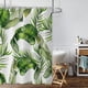 thumbnail image 1 of Cortina de ducha impermeable con diseño estereoscópico de hojas y flores de selva tropical, con ganchos, para baño y ducha., 1 of 6