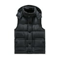 thumbnail image 2 of Zimjoy Black Puffer Vest Men Windproof Thick Big and Tall Heated Vest Warm Detachable Hooded Outdoor Vests Casual Light Zip Up Puffer Jacket Men with Pockets, Black S, 2 of 4