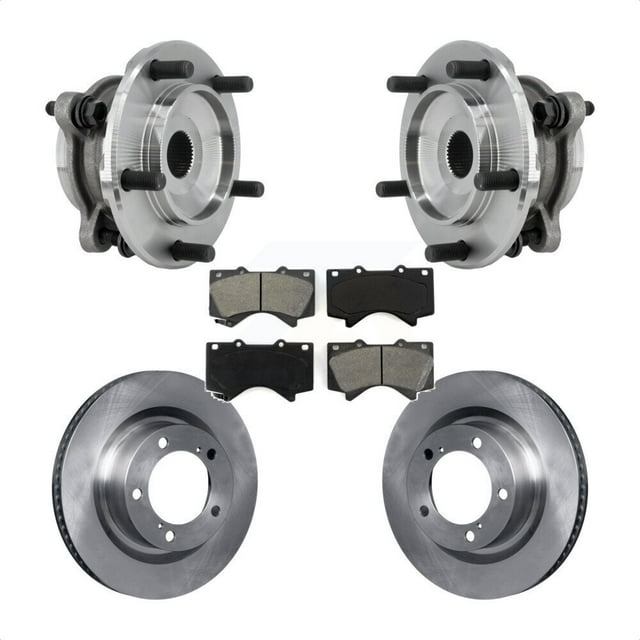 Transit Auto Front Hub Bearing Assembly Disc Brake Rotors and Semi-Metallic Pads Kit for Car Toyota Tundra Sequoia Complete 4WD KBB-127541