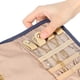thumbnail image 5 of Organizador de joyas de viaje, rollo plegable de almacenamiento para aretes, collares, anillos, pulseras, broches, azul-gris, 5 of 6