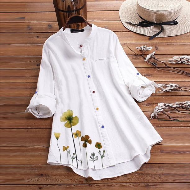 【THE LIGHT】25ss Flower print long sleeve 2025 Women Vintage Casual Flower Womens Long Sleeve Shirts Print