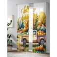 thumbnail image 4 of Sheer Curtains 84 inches Long 2 Panels Set Pumpkin Truck Hello Autumn Forest Fall Thanksgiving Tiers Sheers Rod Pocket Small Window Short Curtains for Kitchen Cafe, Each 52" W x 84" L, 4 of 7
