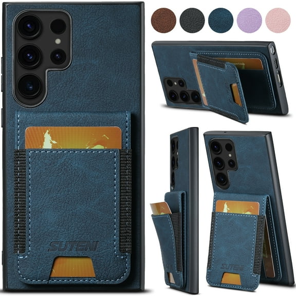 Allytechgroup Wallet Case for Samsung Galaxy S25 Ultra, Luxury Durable PU Leather Kickstand Magnetic Closure Cover With Flip Credit Card Holder, Shockproof Protective Shell for Women Men, Blue