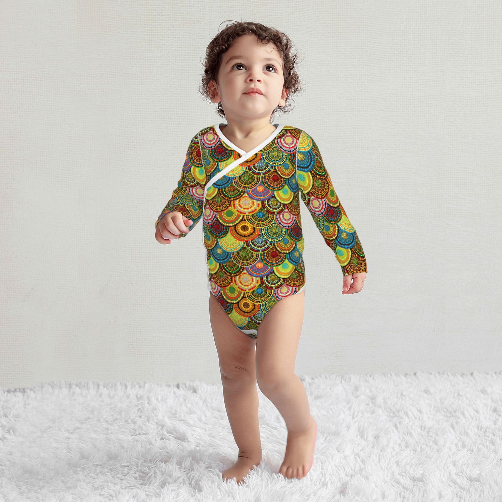 Picia Colorful Circle for unisex-baby Long-sleeve Bodysuit,Newborn Baby Boy Girl Onsies Bodysuit-2 Years