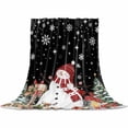 thumbnail image 2 of Black Christmas Snowman Throw Flannel Blanket 30x40In Xmas Tree Elk Balls Snowflake Super Soft Cozy Bed Blanket, Lightweight Plush Fuzzy Bed Throw for Bedroom Sofa Couch Living Room, 2 of 4