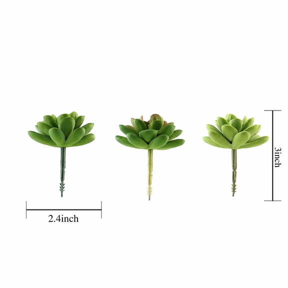 BalsaCircle 3 Pieces 3" Green Assorted Artificial Faux Succulent Picks Stems