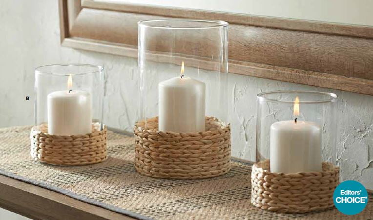Better Homes and Gardens Water Hyacinth Hurricane Pillar Candle Holder, Large