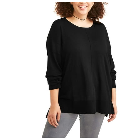 Poof Junior Plus Long Sleeve High Low Crew Sweater