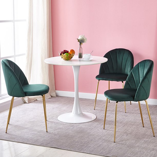 Veryke Modern Green Dining Chairs Set Of 2 Chic Velvet Chairs With Golden Metal Legs And Padded Seat Back At Home Leisure Side Chairs For Makeup Bedroom Kitchen Living Room Cafe Walmart Com Walmart Com