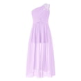 thumbnail image 4 of Manyakai Kids Flower Girls One Shoulder Ruched Chiffon Wedding Maxi Romper Evening Gown Dance Wear Lavender 8, 4 of 7