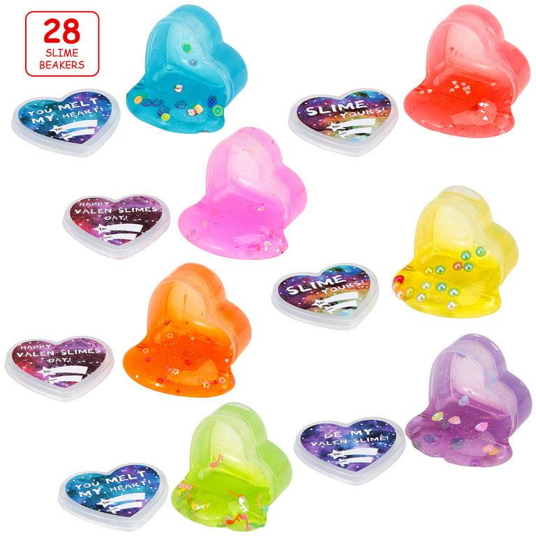 Oyang 28 Pcs Galaxy Slime Valentines for Kids, Valentines Day Gifts  Valentines Slime Sensory and Tactile Stimulation Toys 