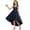 Navy, variant on CPNG Girls' Satin Asymmetrical High-Low Dress – Sleeveless Sweetheart Neckline with 3D Rose Accents, Flowy Party Gown for Flower Girl, Wedding Guest & Birthday Celebrations