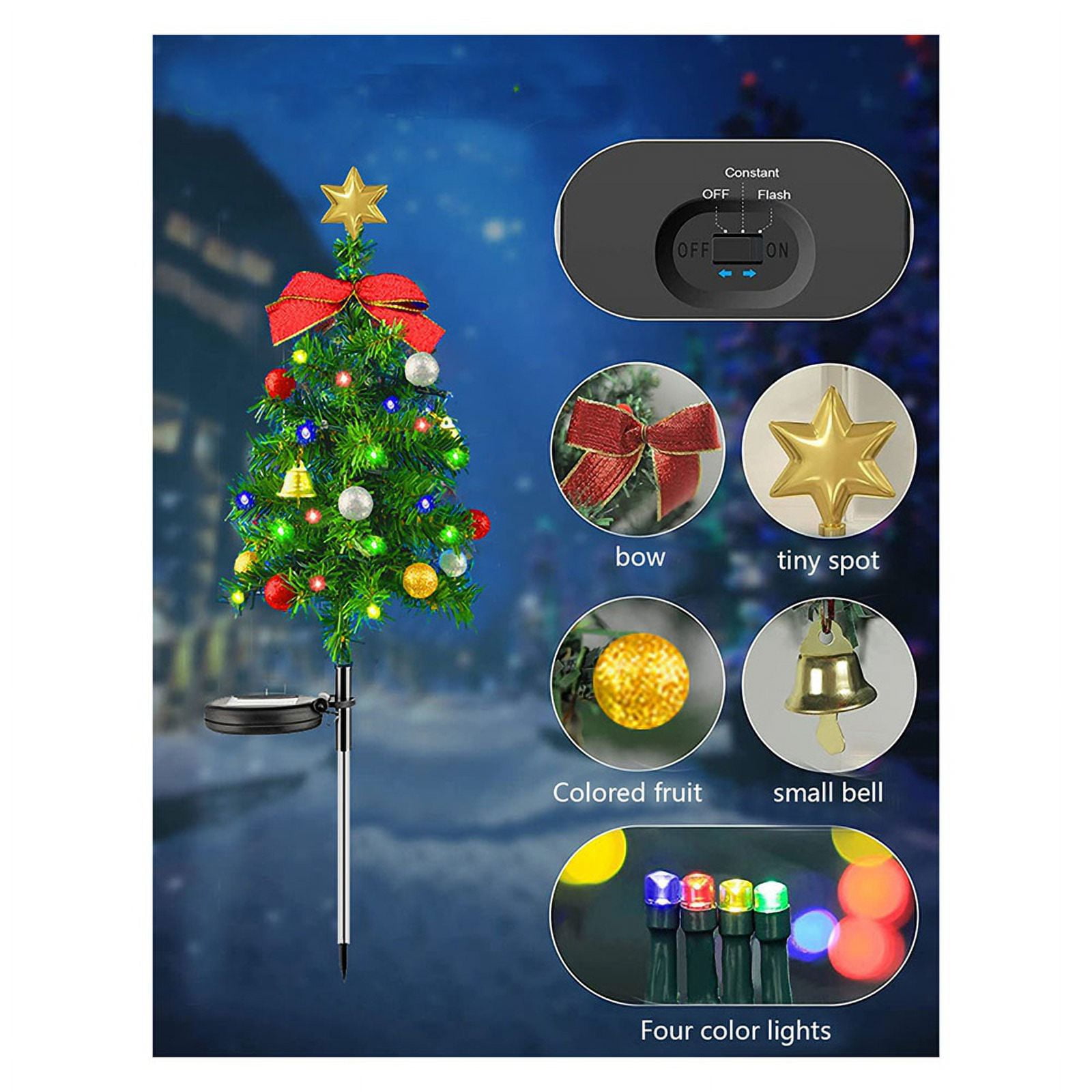 2PCS Solar Christmas Tree Lights Outdoor Waterproof Solar Lights Xmas Tree Stake Lights Christmas Decorations