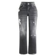 thumbnail image 6 of vigerkar Women's Baggy Wide Leg Jeans Ripped Causal Loose Fit Boyfriend Distressed Straight Leg Denim Pants Grey, XXL, 6 of 8
