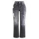 thumbnail image 5 of WILLBEST Pantalones Mujer Pantalones Vaqueros Rectos de Talla Grande para Mujer, Con Dobladillo Rasgado, Cintura Baja, Cómodos, Elásticos y Casuales. XXXXL, 5 of 7