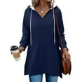 thumbnail image 2 of YUGYXL Womens Fashion Hoodies Pullover Oversized Sweatshirt Long SLeeve Drawstring Hooded Fall Shirts Loose Fit Navy XXL, 2 of 7