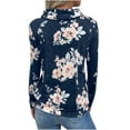 thumbnail image 6 of RQYYD Women's Floral Print Hoodie Long Sleeve Cowl Neck Drawstring Sweatshirt Casual Loose Pullover Lightweight Tops(Navy,M), 6 of 9
