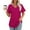 Hot Pink, variant on HOMBOM Women Tops Summer Green Tunic V Neck Solid Hollow Out Short Sleeve Blouse S